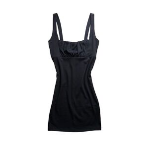BLACK KNIT TANK DRESS W/ RUCHED BUST · SIZE M